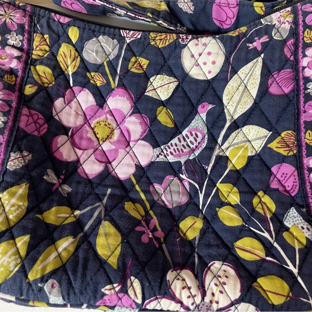 Vera Bradley Floral Nightingale On The Go Shoulder or Crossbody Bag Bird Theme